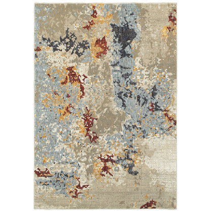 Evolution 8043K Beige/ Blue Indoor Area Rug - 8'6" x 11'7"