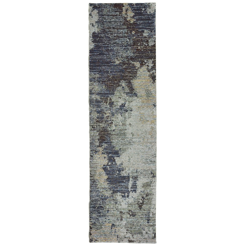 Evolution 8049B Navy/ Blue Indoor Area Rug - 2'6" x 12'