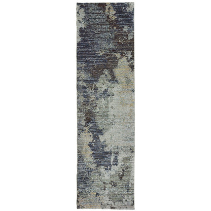 Evolution 8049B Navy/ Blue Indoor Area Rug - 2'6" x 12'