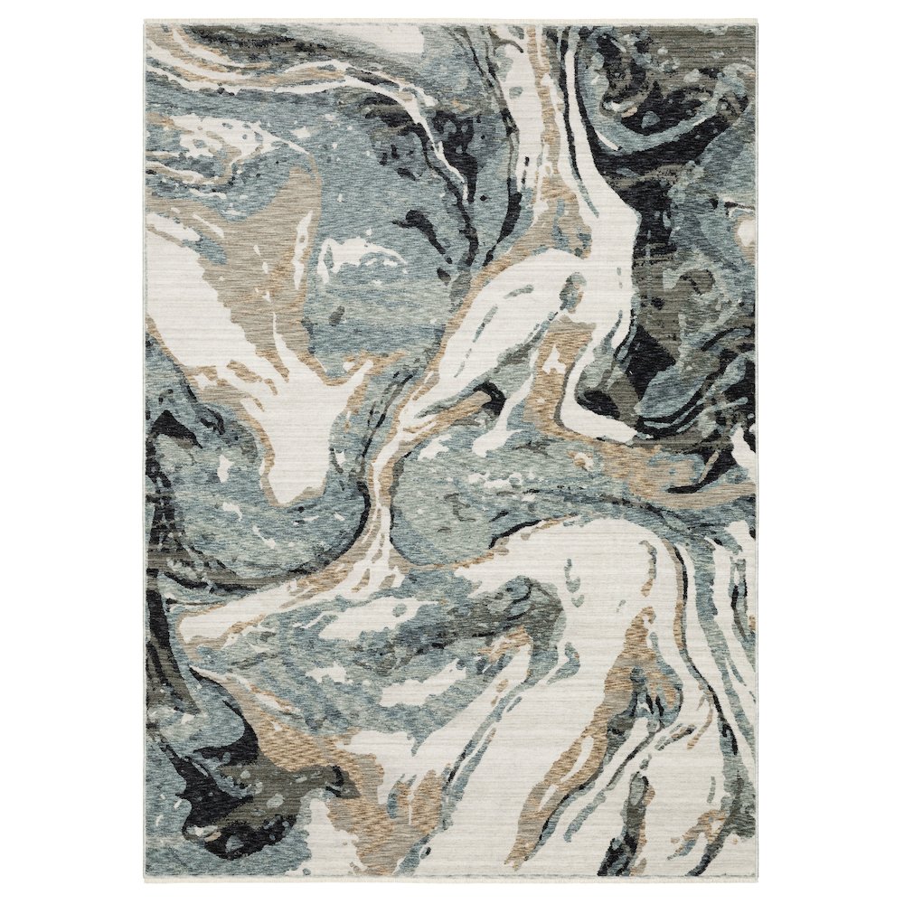 Runner Contemporary Rug Made of Polyester, Blue color