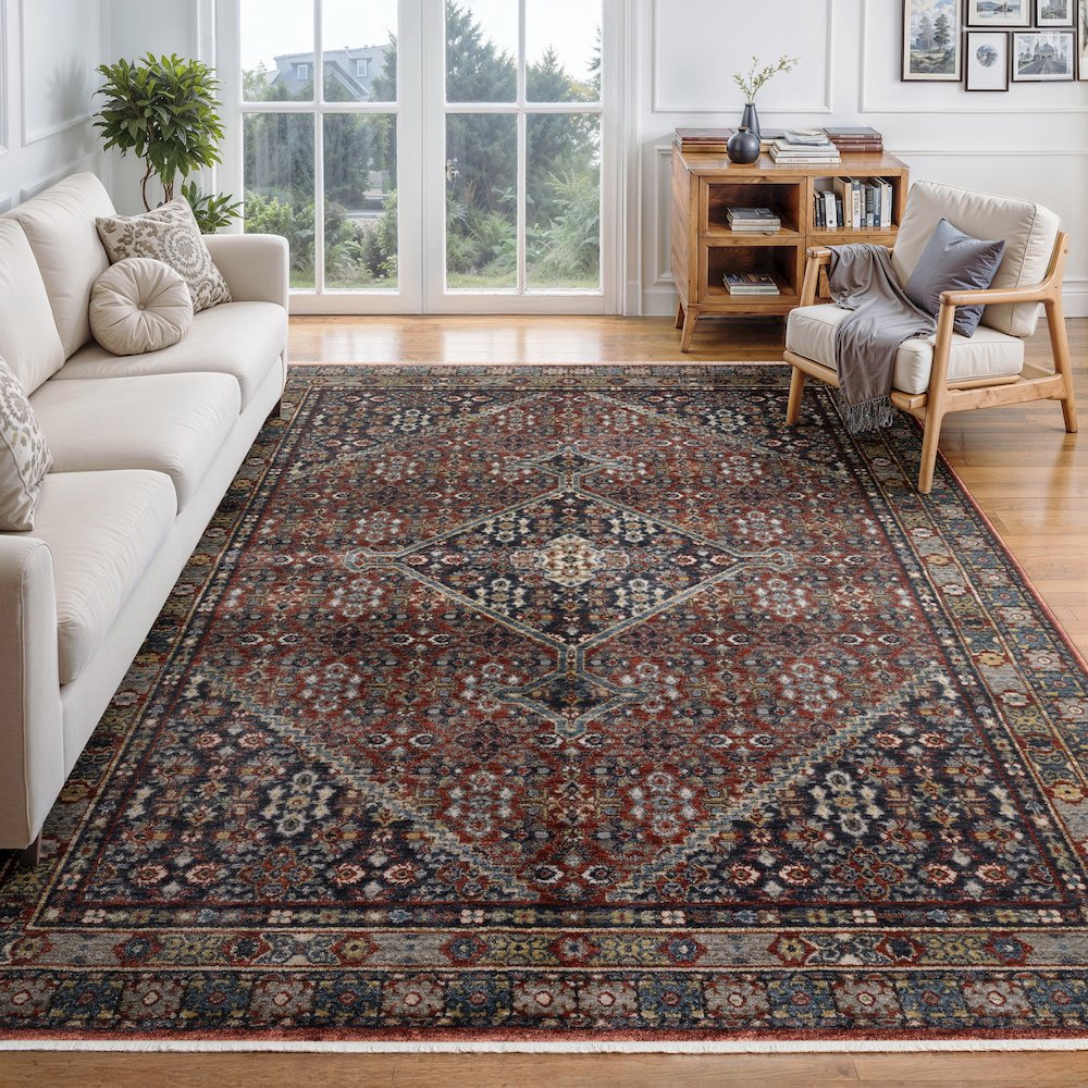 Eliana ELI06 Red/ Multi Indoor Area Rug - 2'3" x 7'6"
