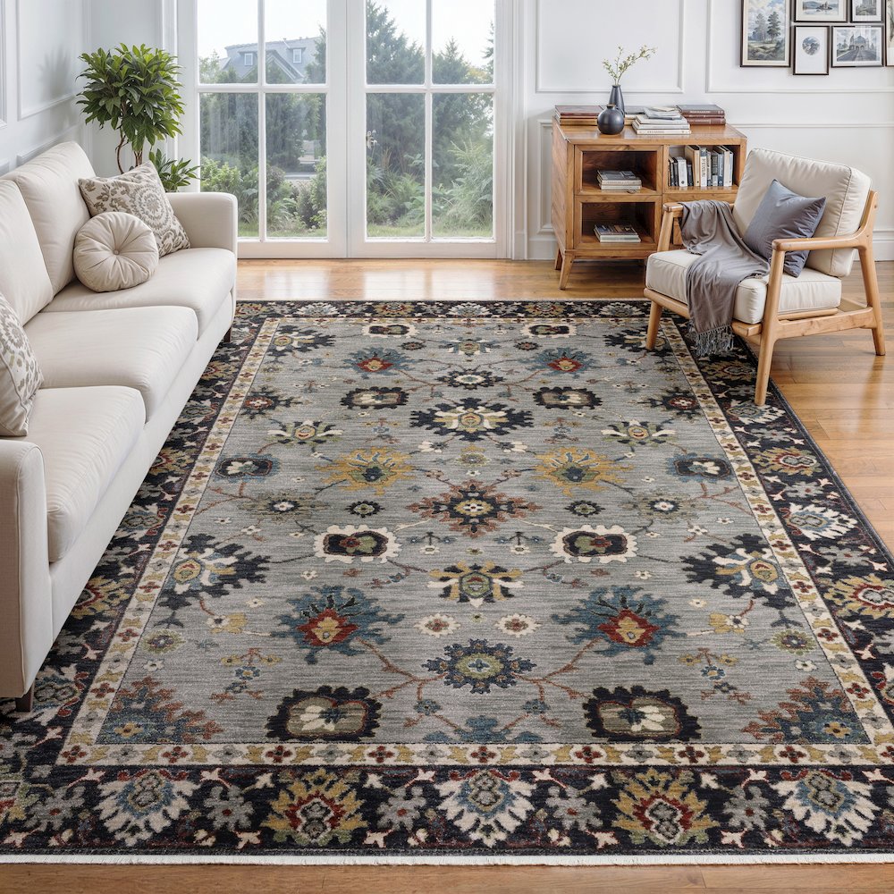 Eliana ELI08 Blue/ Multi Indoor Area Rug - 3'3" x 5'