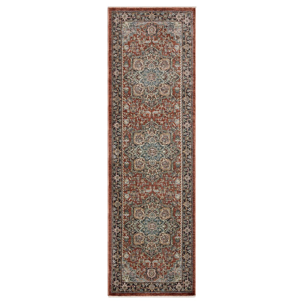 Eliana ELI11 Red/ Blue Indoor Area Rug - 2'3" x 7'6"