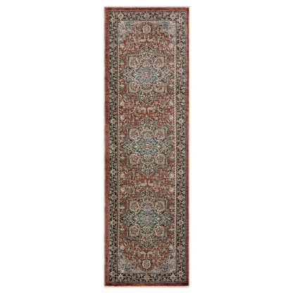 Eliana ELI11 Red/ Blue Indoor Area Rug - 2'3" x 7'6"