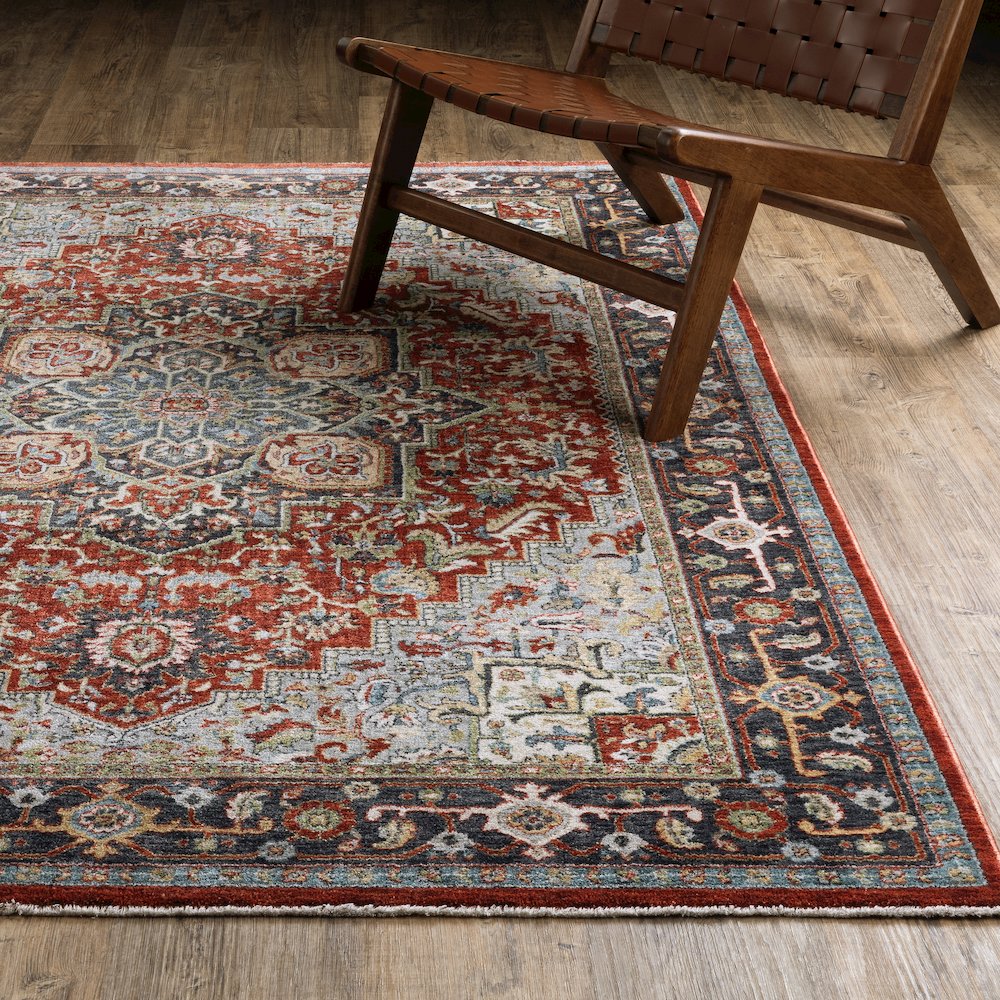 Eliana ELI11 Red/ Blue Indoor Area Rug - 7'10" x 10'10"