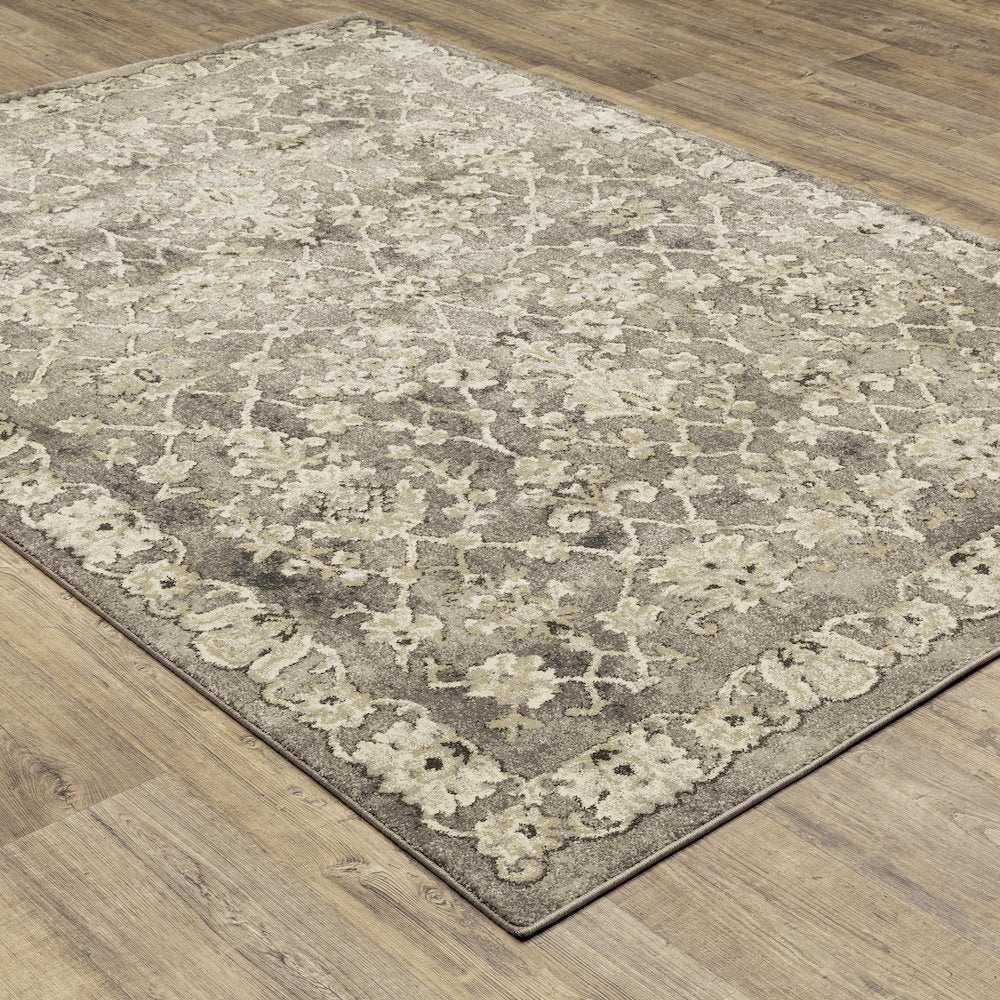 Florence 1002E Grey/ Beige Indoor Area Rug - 5'3" x 7'6"