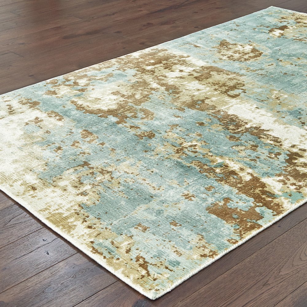 Formations 70001 Blue/ Brown Indoor Area Rug - 2'6" x 10'