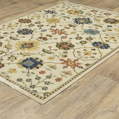 Francesca FR02M Ivory/ Gold Indoor Area Rug - 6'7" x 9'6"