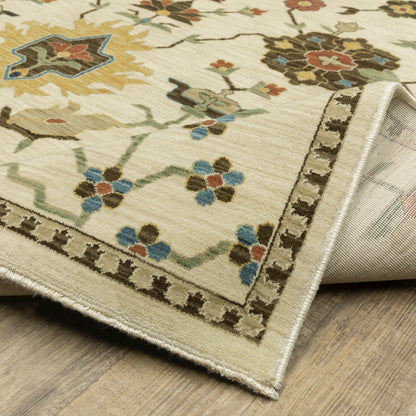 Francesca FR02M Ivory/ Gold Indoor Area Rug - 6'7" x 9'6"