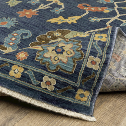 Francesca FR03F Blue/ Gold Indoor Area Rug - 2'3" x 7'6"