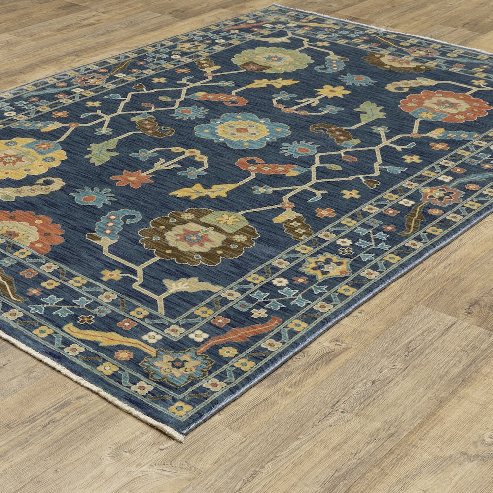 Francesca FR03F Blue/ Gold Indoor Area Rug - 6'7" x 9'6"