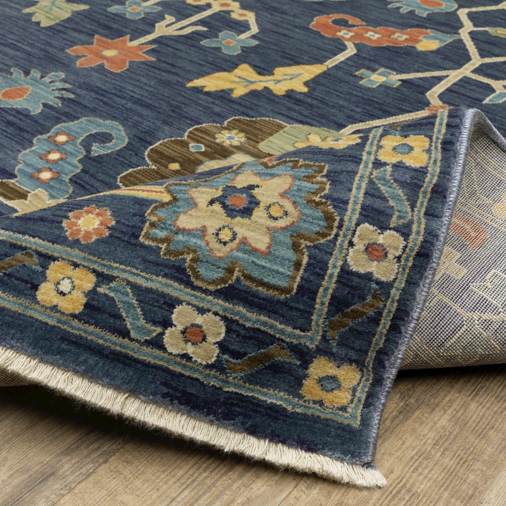 Francesca FR03F Blue/ Gold Indoor Area Rug - 6'7" x 9'6"