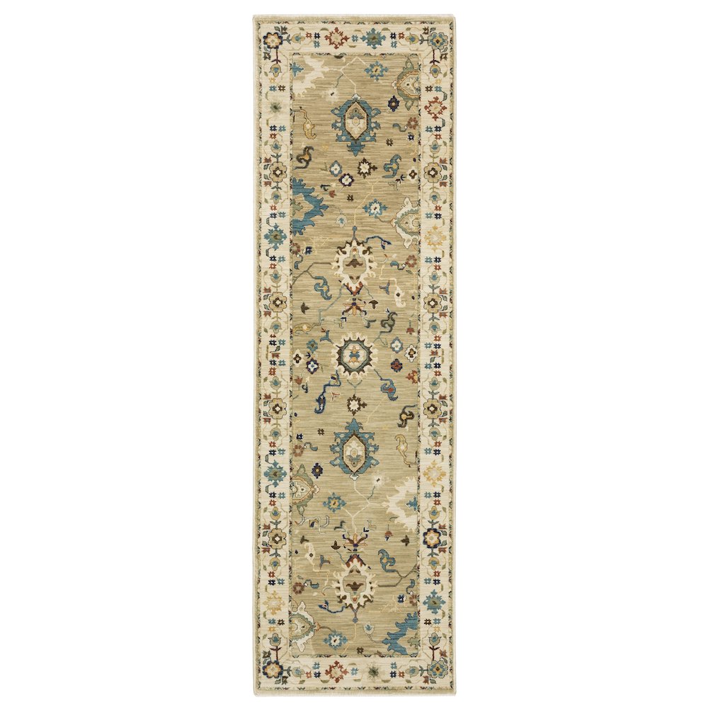 Francesca FR04E Beige/ Multi Indoor Area Rug - 2'3" x 7'6"