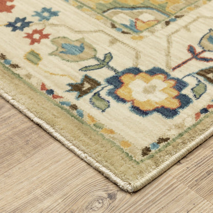 Francesca FR04E Beige/ Multi Indoor Area Rug - 5'3" x 7'6"