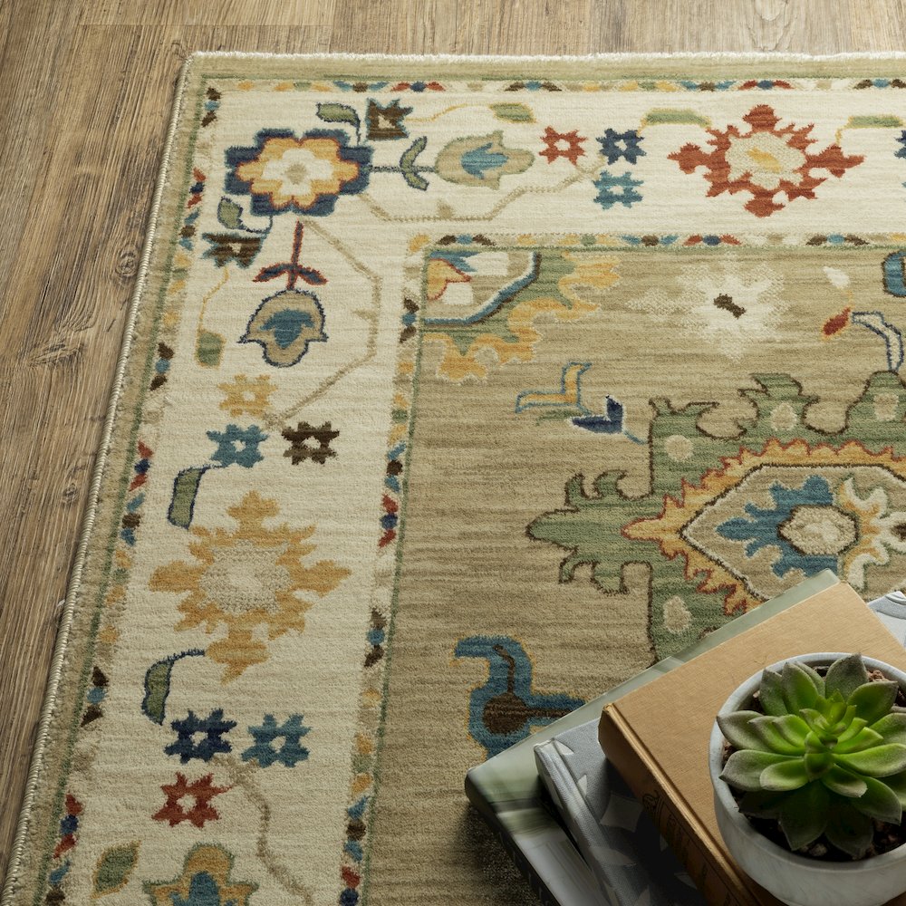 Francesca FR04E Beige/ Multi Indoor Area Rug - 7'10" x 10'10"