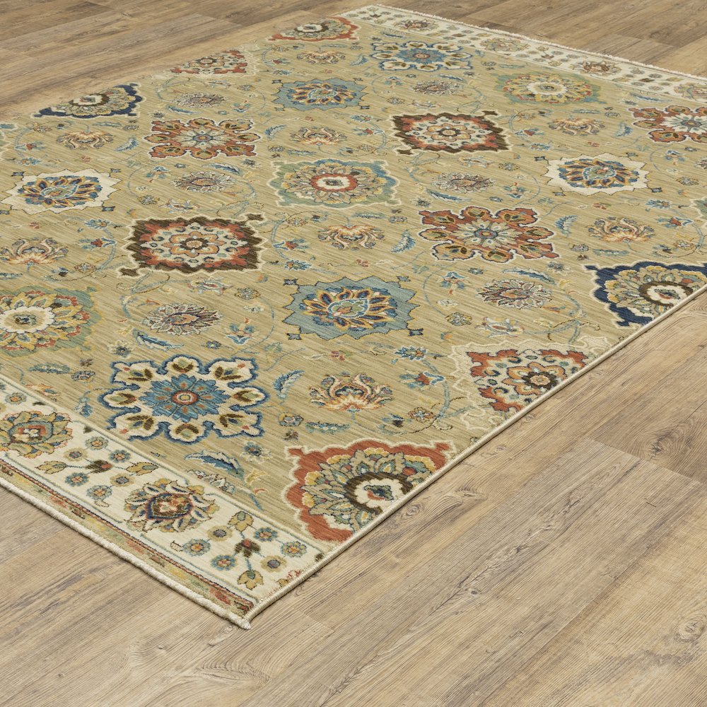 Francesca FR05D Tan/ Multi Indoor Area Rug - 3'3" x 5'