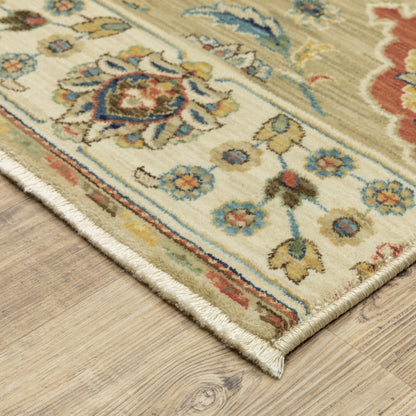 Francesca FR05D Tan/ Multi Indoor Area Rug - 3'3" x 5'