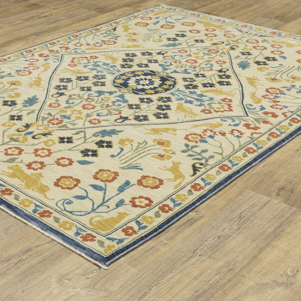 Francesca FR06B Ivory/ Multi Indoor Area Rug - 7'10" x 10'10"