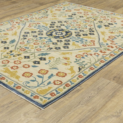 Francesca FR06B Ivory/ Multi Indoor Area Rug - 9'10" x 12'10"