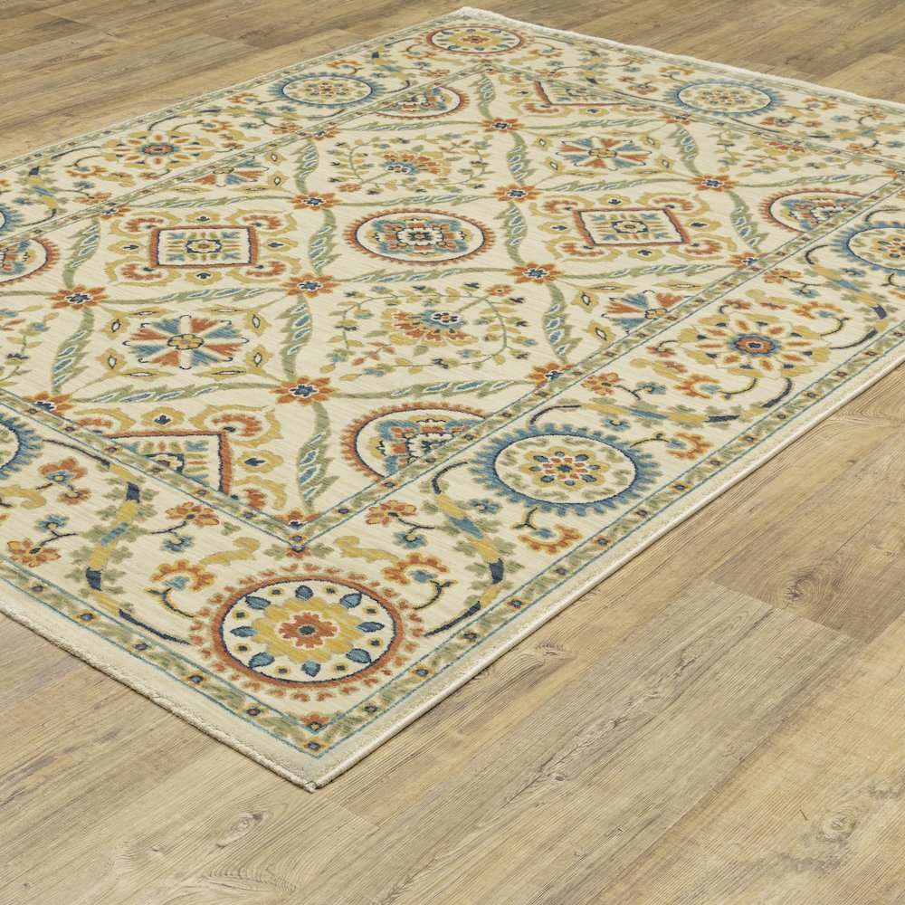 Francesca FR07A Ivory/ Multi Indoor Area Rug - 2'3" x 7'6"
