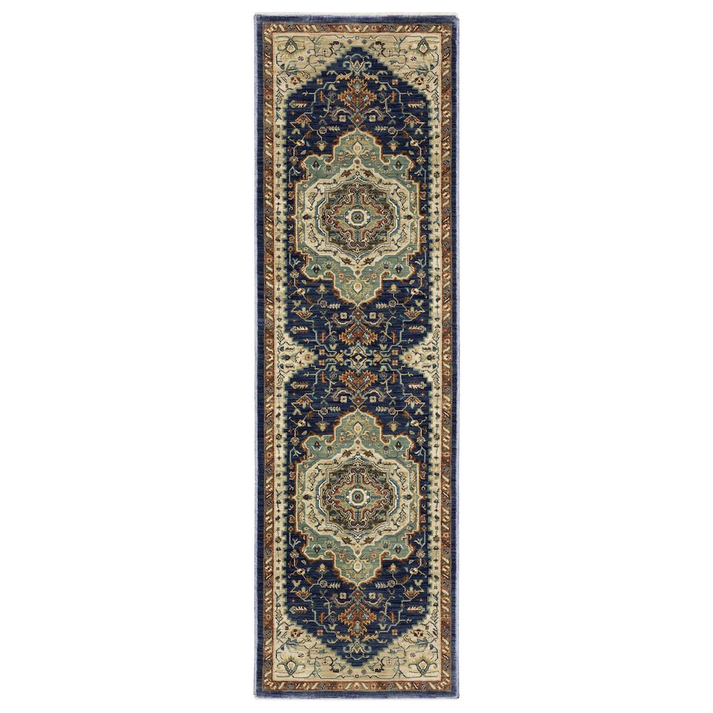 Francesca FR09F Blue/ Multi Indoor Area Rug - 2'3" x 7'6"