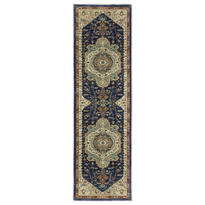Francesca FR09F Blue/ Multi Indoor Area Rug - 2'3" x 7'6"