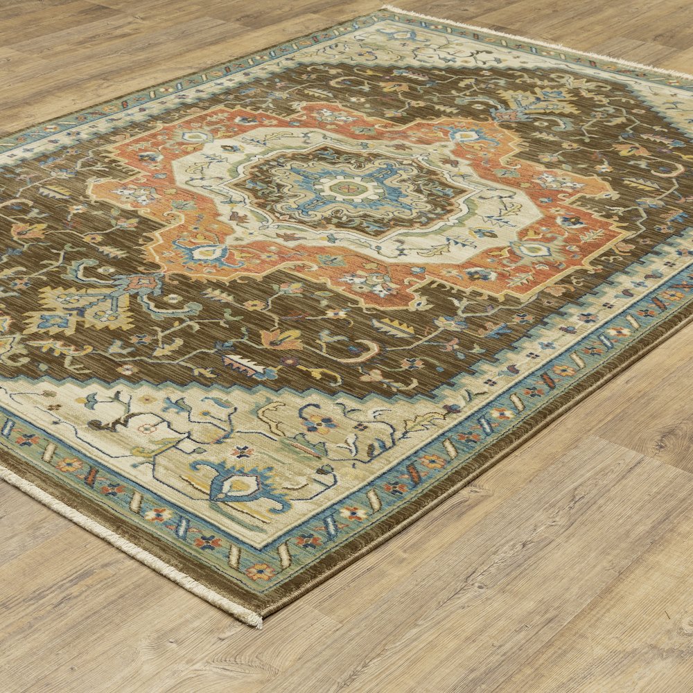 Francesca FR09M Brown/ Orange Indoor Area Rug - 2'3" x 7'6"