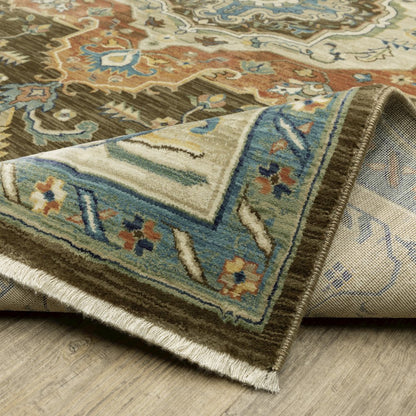 Francesca FR09M Brown/ Orange Indoor Area Rug - 2'3" x 7'6"