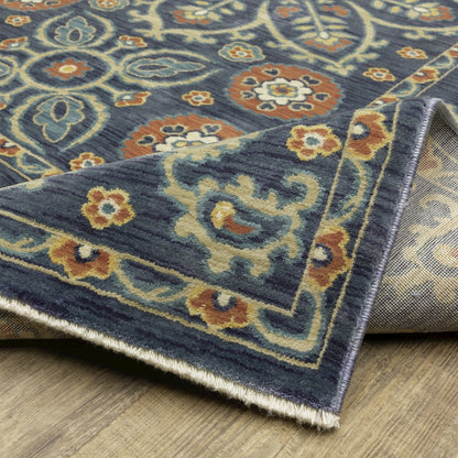 Francesca FR11B Blue/ Rust Indoor Area Rug - 7'10" x 10'10"