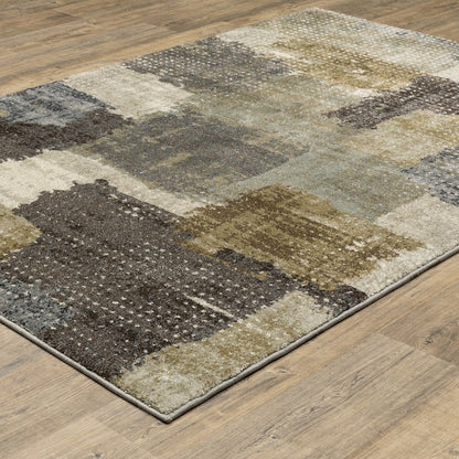 Gemma GEM01 Green/ Brown Indoor Area Rug - 5'3" x 7'