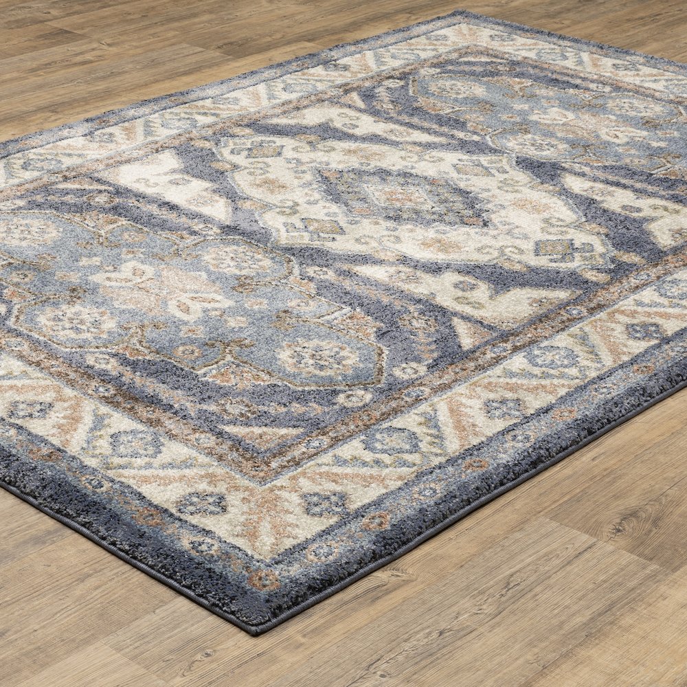 Gemma GEM02 Blue/ Rust Indoor Area Rug - 5'3" x 7'