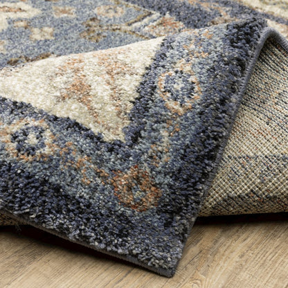 Gemma GEM02 Blue/ Rust Indoor Area Rug - 5'3" x 7'