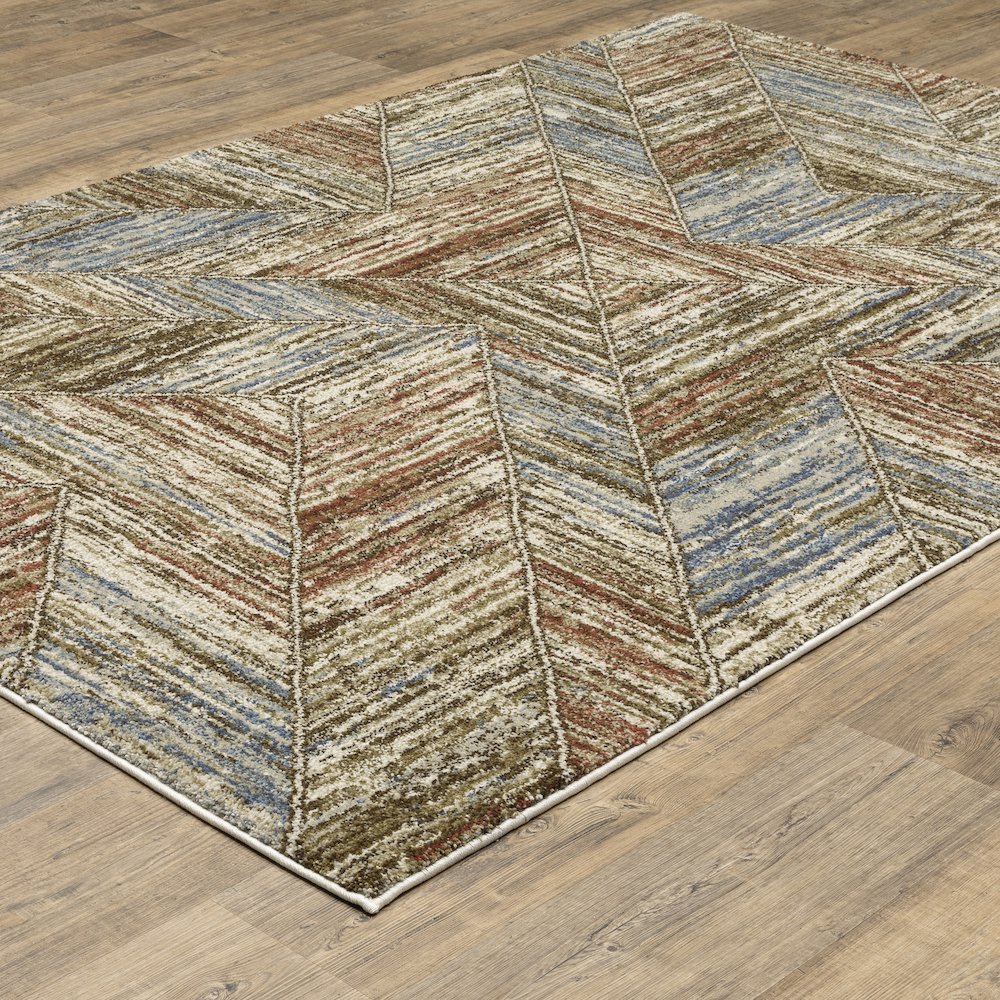 Gemma GEM04 Blue/ Rust Indoor Area Rug - 5'3" x 7'