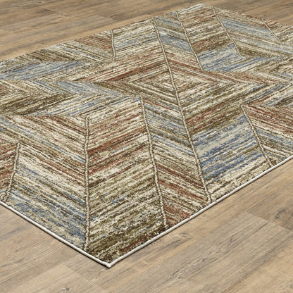 Gemma GEM04 Blue/ Rust Indoor Area Rug - 5'3" x 7'