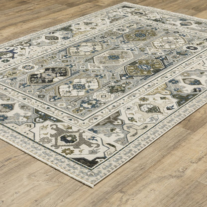 Hastings HA04U Ivory/ Blue Indoor Area Rug - 6'7" x 9'6"