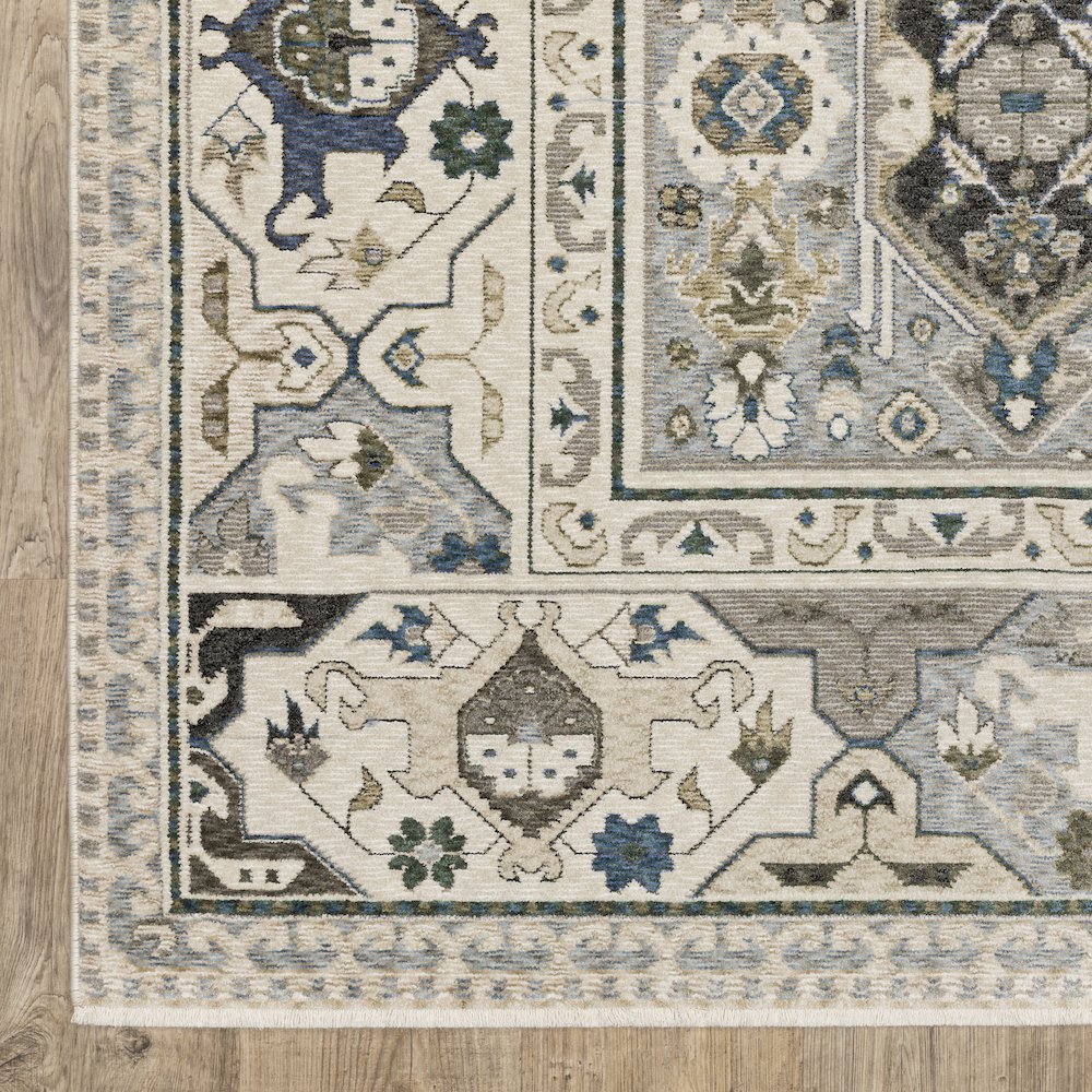 Hastings HA04U Ivory/ Blue Indoor Area Rug - 6'7" x 9'6"