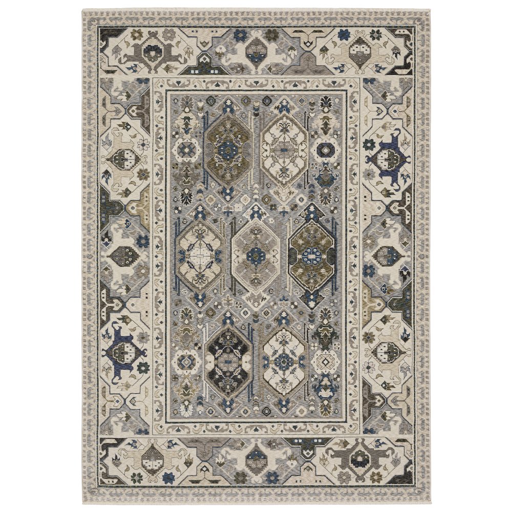 Hastings HA04U Ivory/ Blue Indoor Area Rug - 6'7" x 9'6"