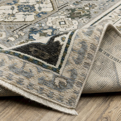 Hastings HA04U Ivory/ Blue Indoor Area Rug - 6'7" x 9'6"