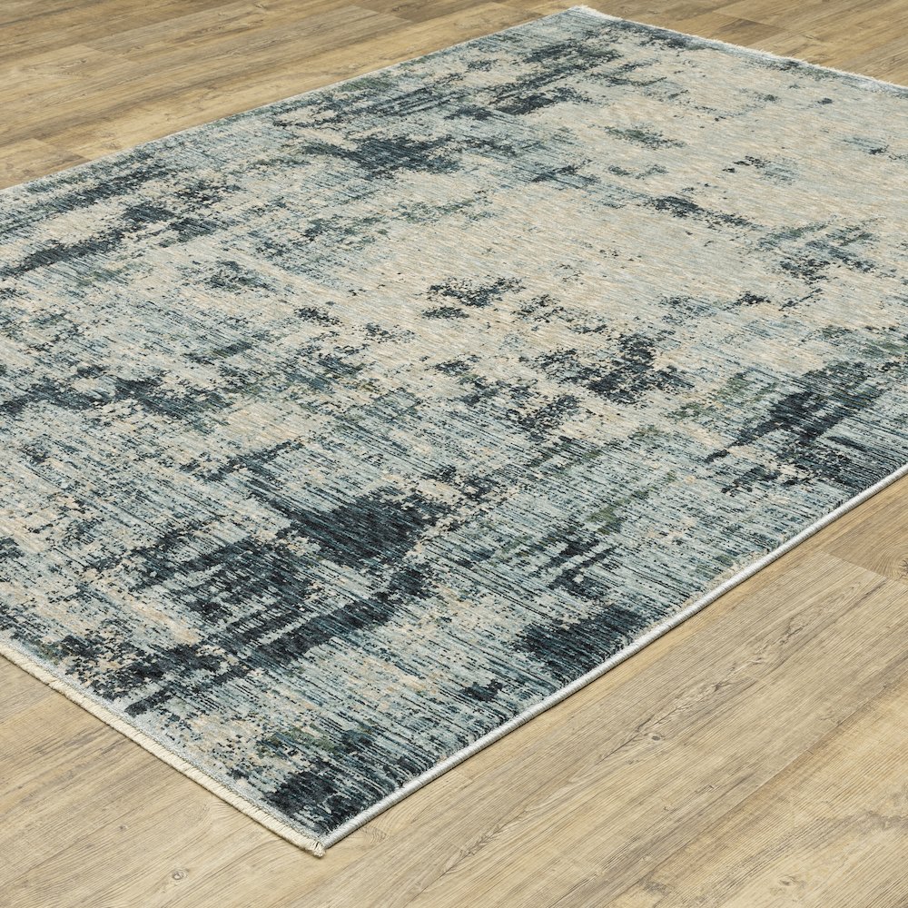 Hayden HAY04 Beige/ Blue Indoor Area Rug - 6'7" x 9'6"