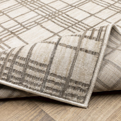 Hunter HNT01 Ivory/ Brown Indoor Area Rug - 6'7" x 9'6"