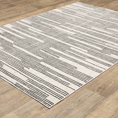 Hunter HNT04 Black/ Beige Indoor Area Rug - 2'3" x 7'6"