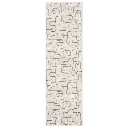 Hunter HNT06 Beige/ Black Indoor Area Rug - 2'3" x 7'6"