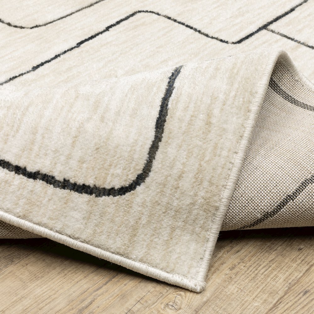 Hunter HNT06 Beige/ Black Indoor Area Rug - 2'3" x 7'6"