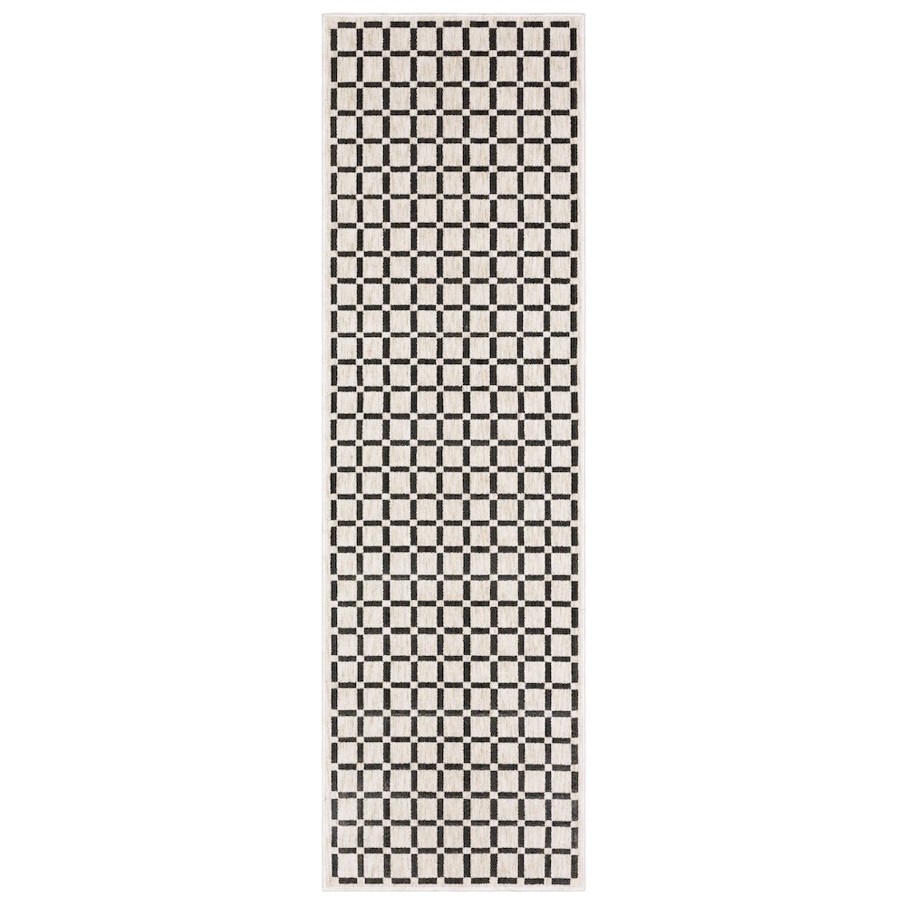 Hunter HNT08 Beige/ Black Indoor Area Rug - 2'3" x 7'6"