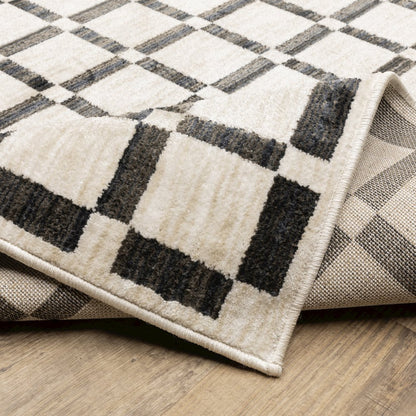 Hunter HNT08 Beige/ Black Indoor Area Rug - 3'3" x 5'