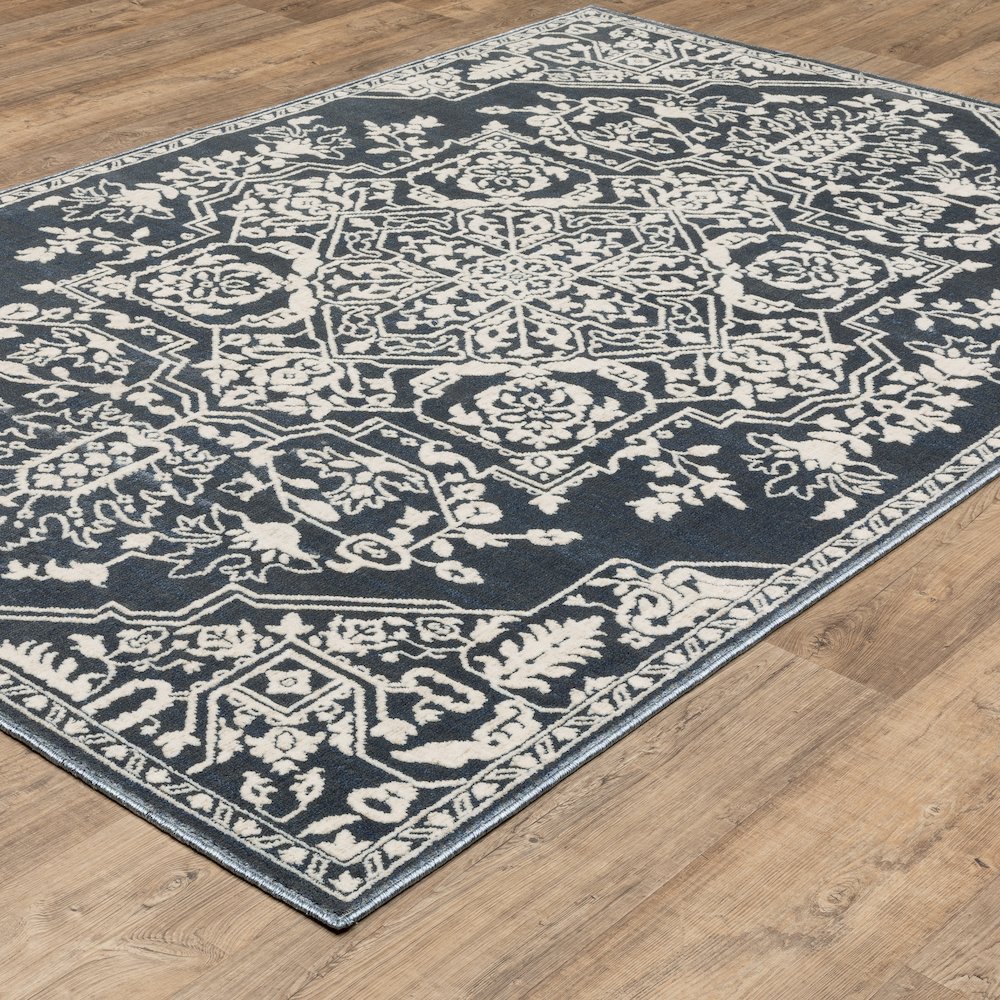 Intrigue INT10 Blue/ Ivory Indoor Area Rug - 7'10" x 10'10"