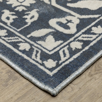 Intrigue INT10 Blue/ Ivory Indoor Area Rug - 7'10" x 10'10"