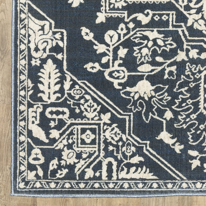 Intrigue INT10 Blue/ Ivory Indoor Area Rug - 7'10" x 10'10"