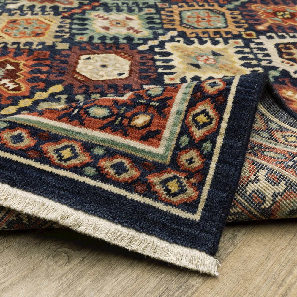 Lilihan 003B6 Navy/ Multi Indoor Area Rug - 2'6" x 12'