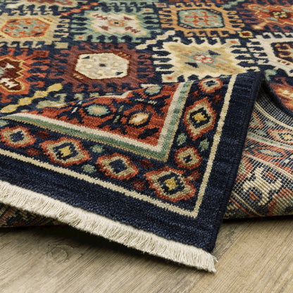 Lilihan 003B6 Navy/ Multi Indoor Area Rug - 2'6" x 12'